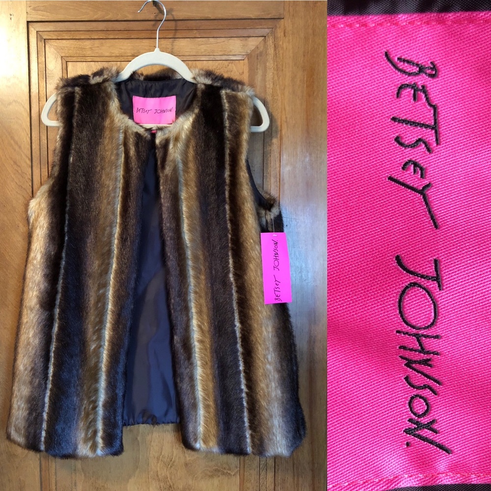Faux fur vest by Betsy Johnson
